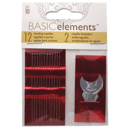 Juego de 12 agujas para enfilar n°10 y 2 enhebradores de agujas - Acero