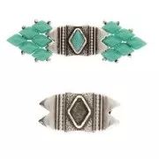 Plato - Conector de cuentas GemDuo 25x12 mm Mantrakia II - Plata antigua x1