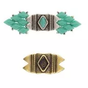 Plato - Conector de cuentas GemDuo 25x12 mm Mantrakia II - Bronce x1