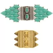 Plato - Conector de perlas SuperDuo17x23mm Mantrakia III - Chapado en Oro x1