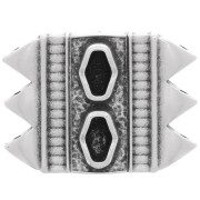 Plato - Conector de cuentas SuperDuo 17x23mm Mantrakia III - Plata envejecida x1