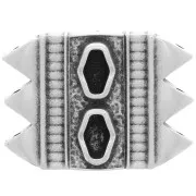 Plato - Conector de cuentas SuperDuo 17x23mm Mantrakia III - Plata envejecida x1