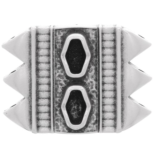 Plato - Conector de cuentas SuperDuo 17x23mm Mantrakia III - Plata envejecida x1