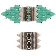 Plato - Conector de cuentas SuperDuo 17x23mm Mantrakia III - Plata envejecida x1