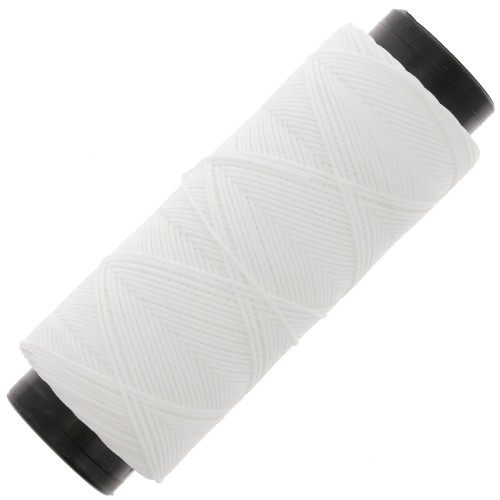 Hilo plano de poliéster encerado - Cordón para micro macramé 0,8 mm - Blanco x100m