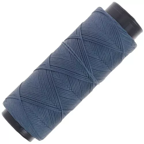 Hilo plano de poliéster encerado - Cordón para micro macramé 0,8 mm - Azul vaquero x100m