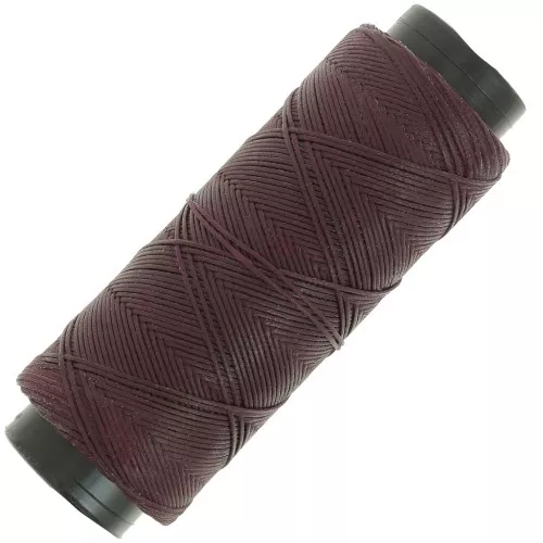 Hilo plano de poliéster encerado - Cordón para micro macramé 0,8 mm - Berenjena x100m
