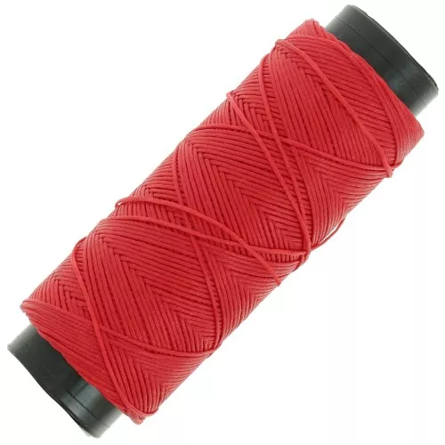 Hilo plano de poliéster encerado - Cordón para micro macramé 0,8 mm - Rojo x100m
