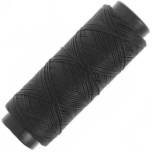 Hilo plano de poliéster encerado - Cordón para micro macramé 0,8 mm - Negro x100m