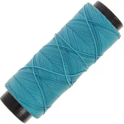 Hilo plano de poliéster encerado - Cordón para micro macramé 0,8 mm - Turquesa x100m