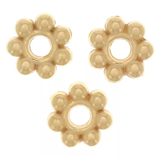 Cuentas florales 6 mm - Dorado con oro fino x100