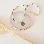 Cuentas florales 6 mm - Dorado con oro fino x100