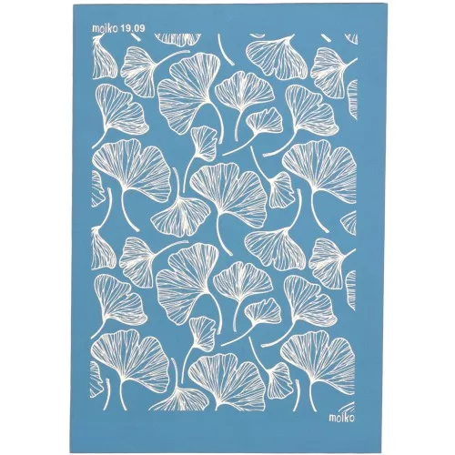 Silk Screen Moiko para arcilla polimérica 74x105 mm - Patrón Gingko 19.09 x1