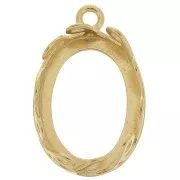 Juego de colgante ovalado - Diseño ondulado para cabujón 18x13 mm - Chapado en oro x1