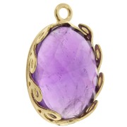 Juego de colgante ovalado - Diseño ondulado para cabujón 18x13 mm - Chapado en oro x1