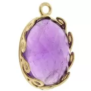 Juego de colgante ovalado - Diseño ondulado para cabujón 18x13 mm - Chapado en oro x1