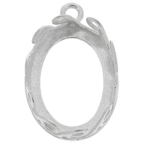 Juego de colgante ovalado - diseño de onda para cabujón 18x13 mm - Plata 925 x1