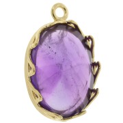 Juego de colgante ovalado - corazones para cabujón 18x13 mm - Chapado en oro x1