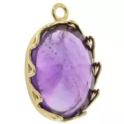 Juego de colgante ovalado - corazones para cabujón 18x13 mm - Chapado en oro x1