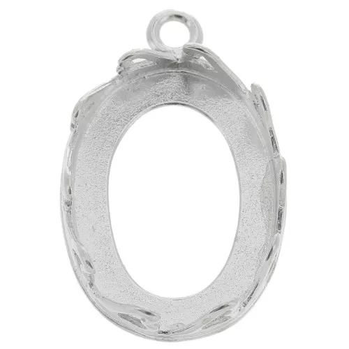 Juego de colgante ovalado - corazones para cabujón 18x13 mm - Plata 925 x1