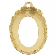 Juego de colgante ovalado - Diseño de flor para cabujón 18x13 mm - Chapado en oro x1