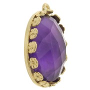 Juego de colgante ovalado - Diseño de flor para cabujón 18x13 mm - Chapado en oro x1
