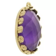 Juego de colgante ovalado - Diseño de flor para cabujón 18x13 mm - Chapado en oro x1