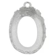 Juego de colgante ovalado - diseño de flor para cabujón 18x13 mm - Plata 925 x1