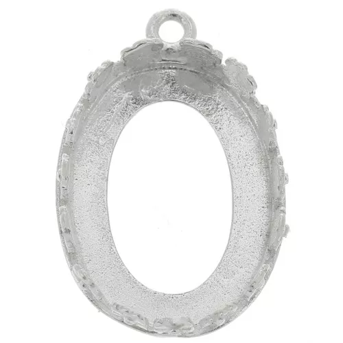 Juego de colgante ovalado - diseño de flor para cabujón 18x13 mm - Plata 925 x1