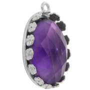 Juego de colgante ovalado - diseño de flor para cabujón 18x13 mm - Plata 925 x1