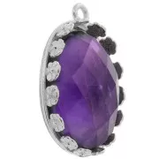 Juego de colgante ovalado - diseño de flor para cabujón 18x13 mm - Plata 925 x1