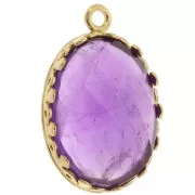 Juego de colgante ovalado - adorno para cabujón 18x13 mm - Chapado en oro x1