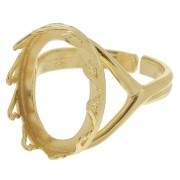 Anillo ovalado ajustable - Decoración de corazón para cabujón 18x13 mm - Dorado con oro fino x1|raw }}