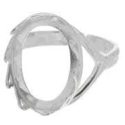 Anillo ovalado ajustable - corazones para cabujón 18x13 mm - Plata 925 x1