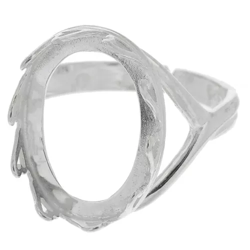 Anillo ovalado ajustable - corazones para cabujón 18x13 mm - Plata 925 x1