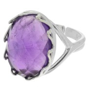 Anillo ovalado ajustable - corazones para cabujón 18x13 mm - Plata 925 x1