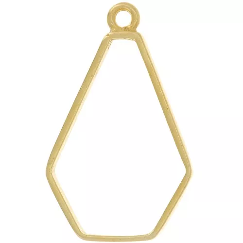 Colgante hexágono para resina UV y arcilla polimérica 36x22 mm - Dorado x1