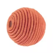 Cuenta cubierta de hilo de algodón de 10 mm - Terracota x1