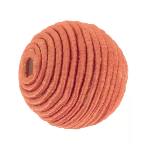 Cuenta cubierta con hilo de algodón 12 mm - Terracota x1
