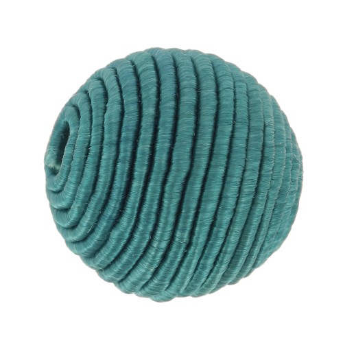Cuenta cubierta de hilo de algodón de 12 mm - Teal x1