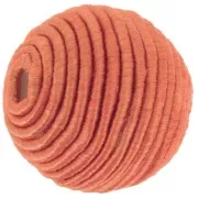 Cuenta cubierta de hilo de algodón de 16 mm - Terracota x1