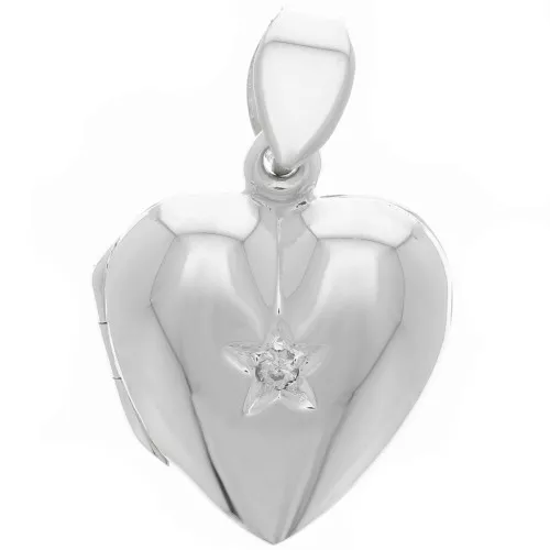Colgante portafotos en forma de corazón con óxido de zirconio 18x15 mm - Plata 925 x1