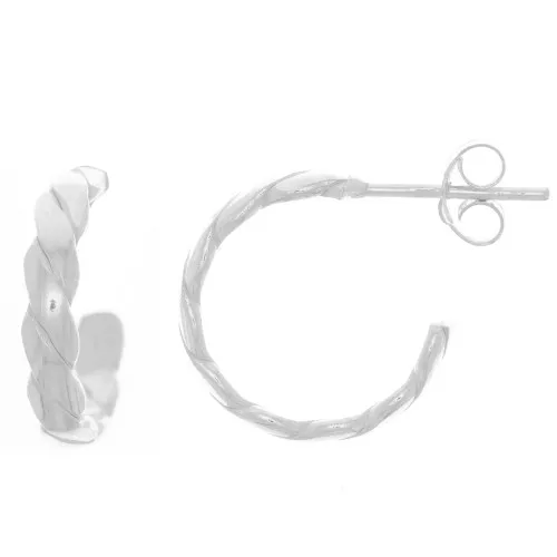 Pendientes de aro abierto con efecto trenzado 15 mm - Plata 925 x2