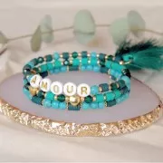 Cuentas arandalas Heishi 4x1 mm - Multi Verde - Gris x39cm