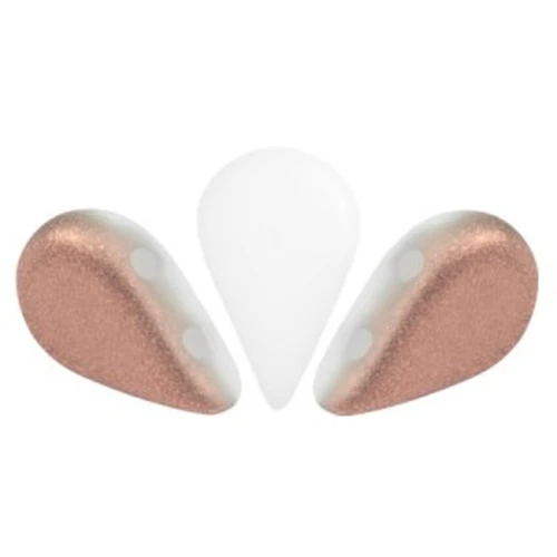 Cuentas de vidrio Amos® by Puca® 5x8 mm - Opaque White Mat Capri Gold x10g