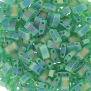 Miyuki Half Tila Beads 5x2.3x1.9mm HTL-146FR - Transparent Green AB Mat x10g