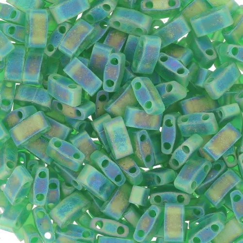 Miyuki Half Tila Beads 5x2.3x1.9mm HTL-146FR - Transparent Green AB Mat x10g