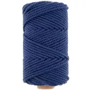 Bobina de cordón de algodón para macramé 3 mm - Azul noche x50m