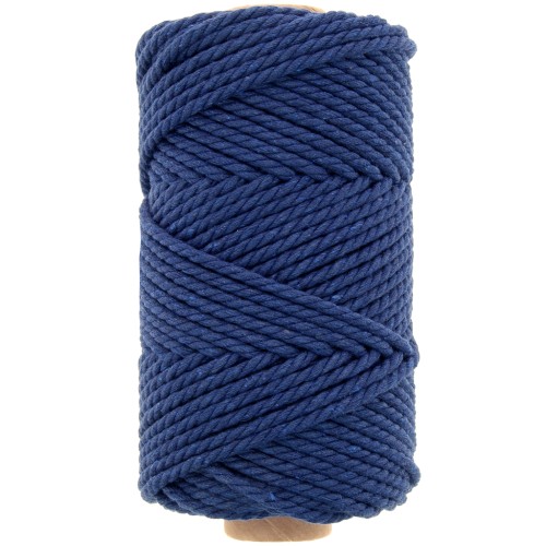 Bobina de cordón de algodón para macramé 3 mm - Azul noche x50m