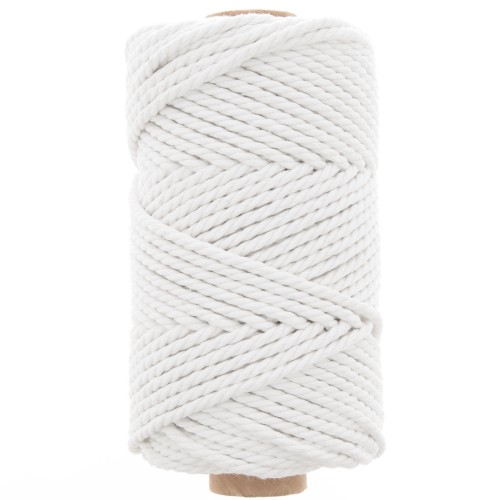 Bobina de cordón de algodón para macramé 3 mm - Blanco x50m
